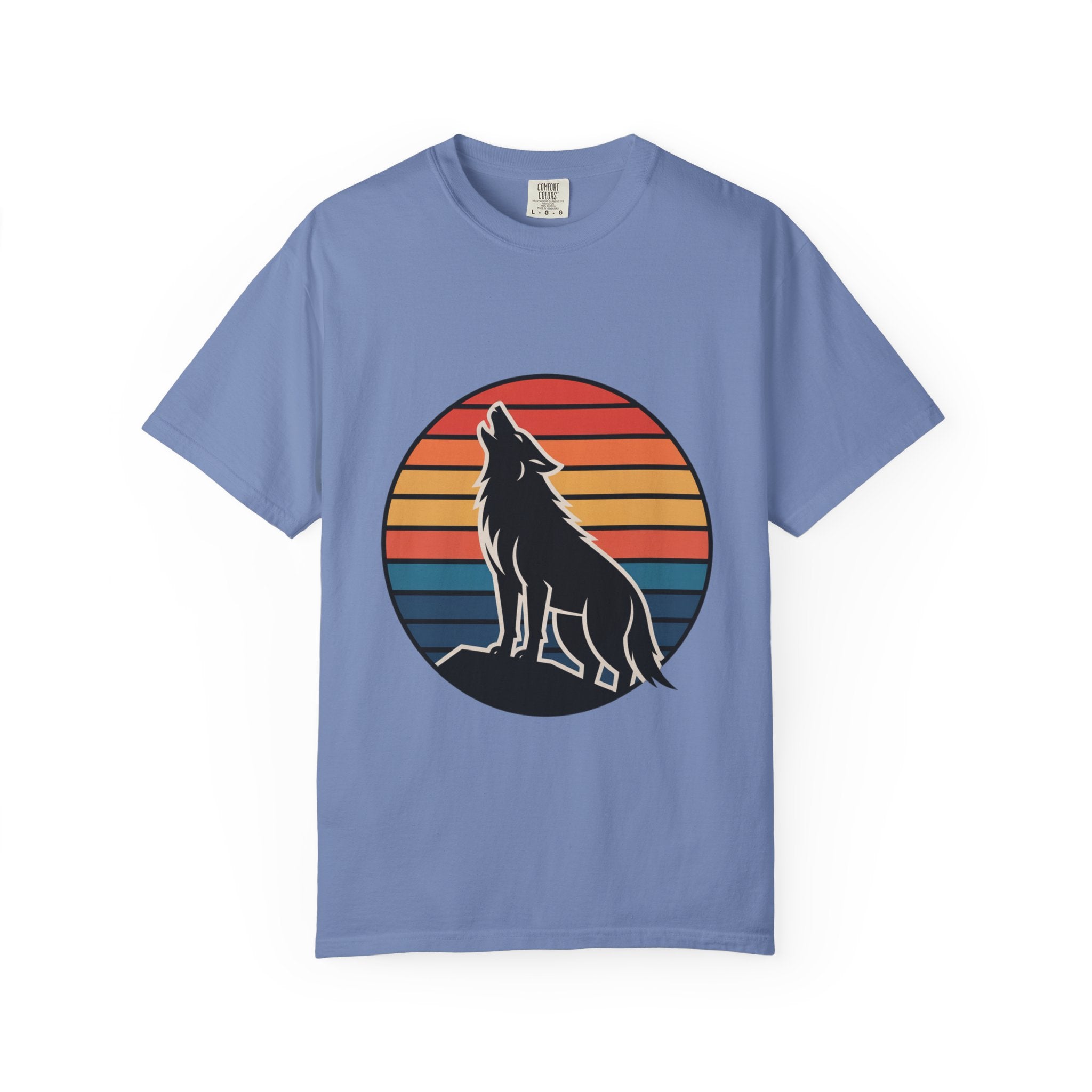 Retro Sunset Wolf Badge T-Shirt