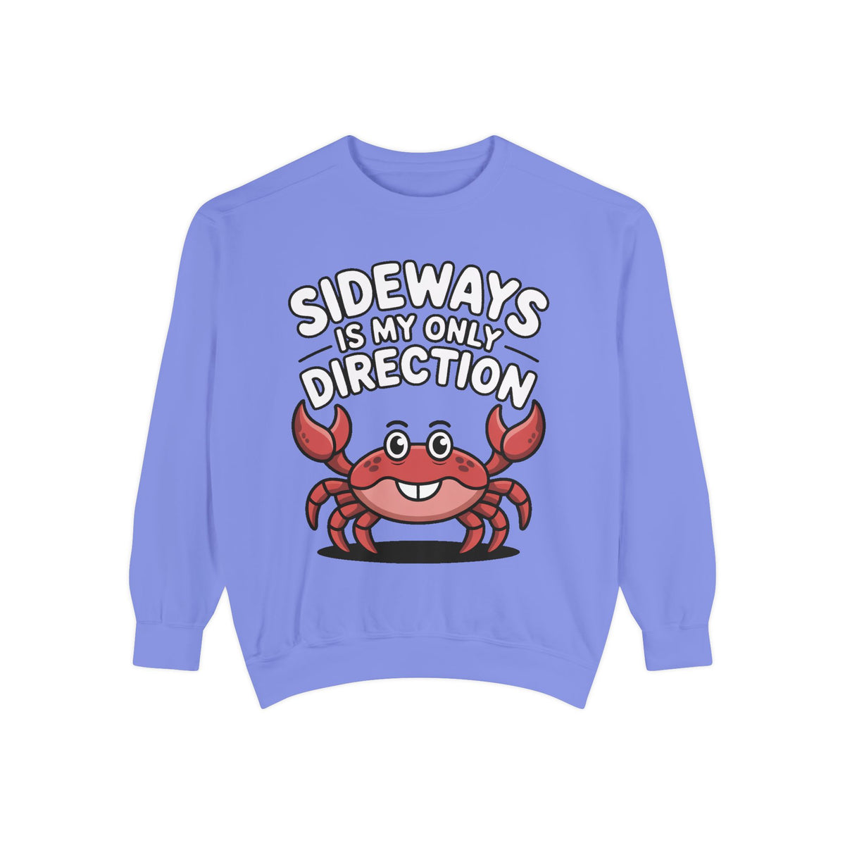Funny Crab Sweatshirt, Sideways Is My Only Direction Crewneck, Cute Crab Lover Gift, Embroidered Patch Style Beach Sweatshirt