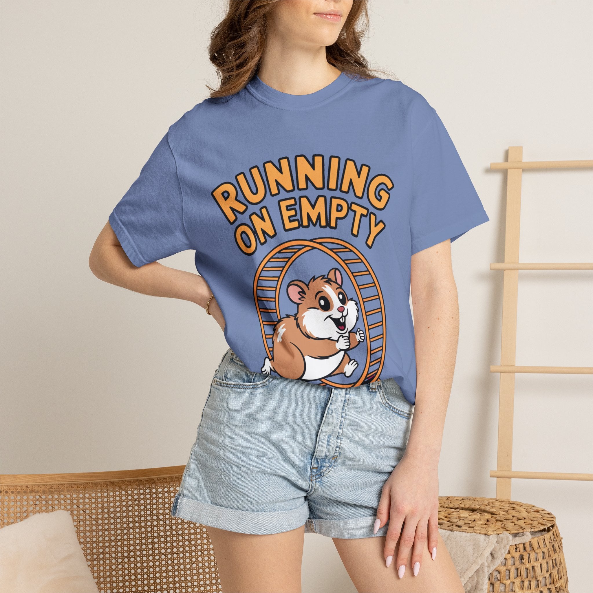 Running On Empty Hamster Shirt, Funny Tired Hamster T-Shirt, Exhausted Wheel Runner Tee, Funny Gift for Tired Friend