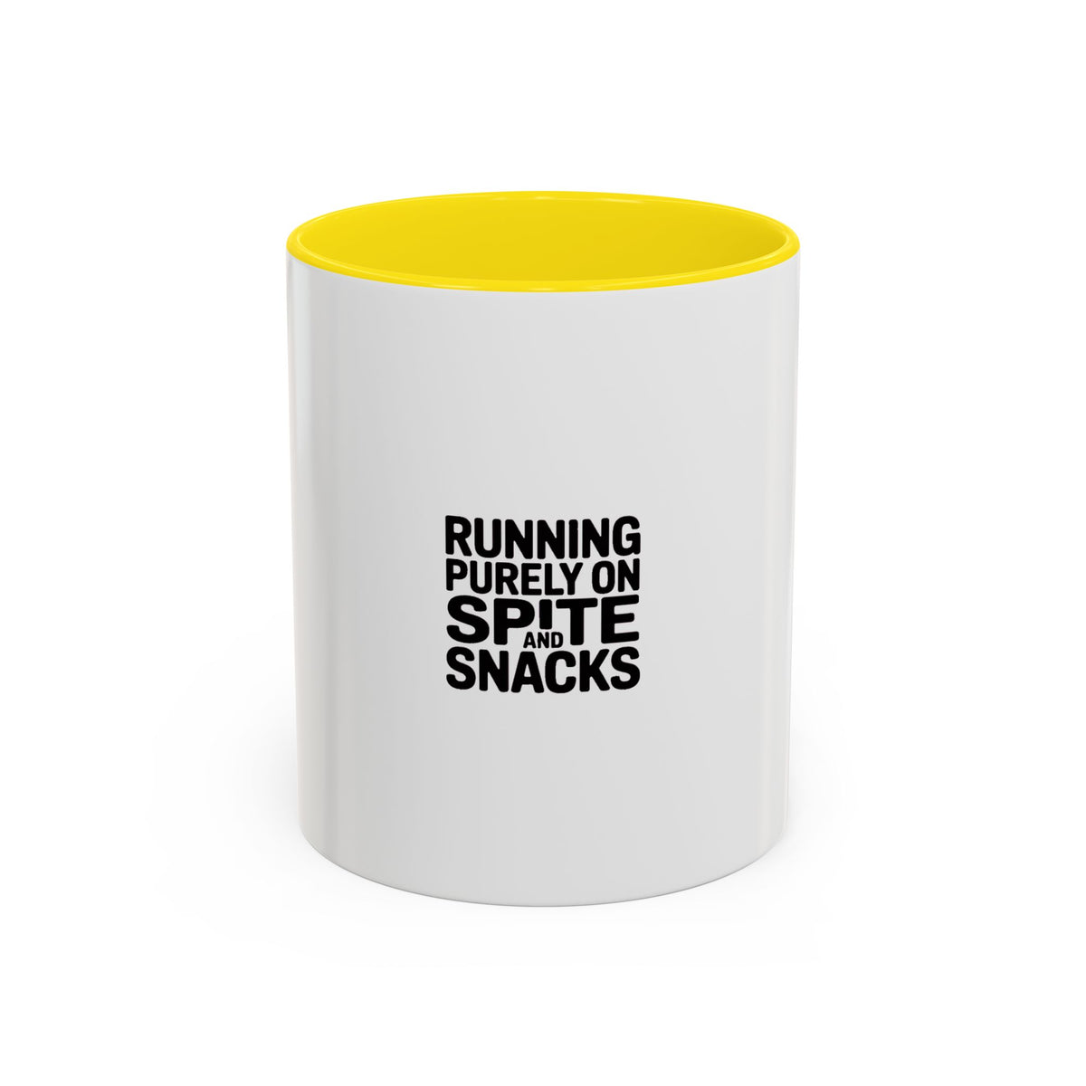 Running On Spite And Snacks Mug, Funny Sarcastic Coffee Mug, Bold Typography Mug, Snarky Gift for Coworker or Friend