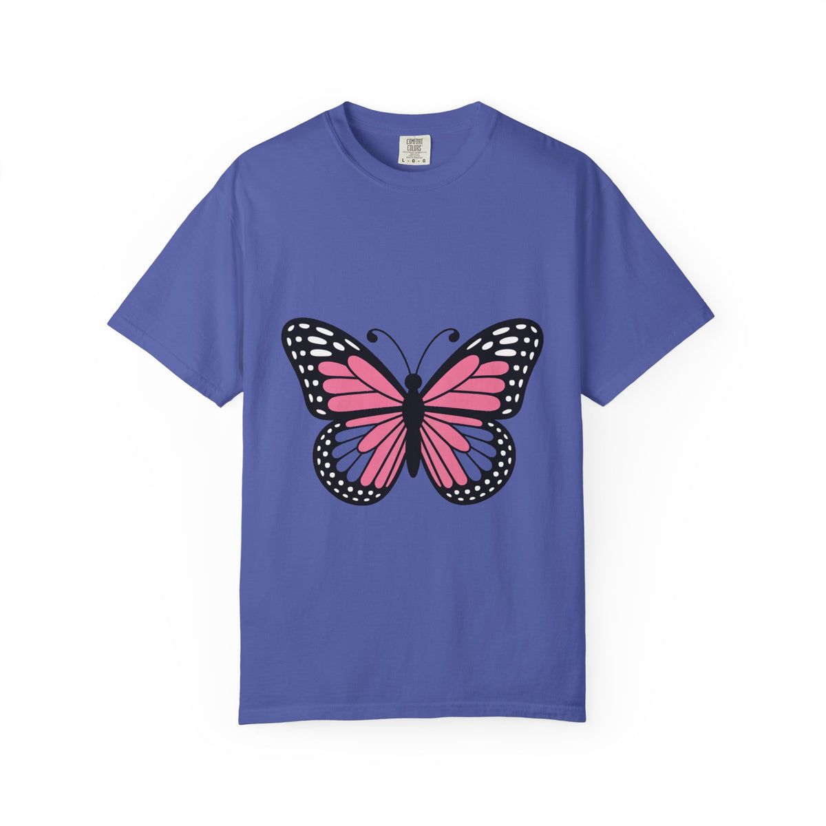 Butterfly T-Shirt, Cute Detailed Butterfly Graphic Tee, Nature Lover Gift, Embroidery-Style Butterfly Shirt, Garment-Dyed Unisex Tee