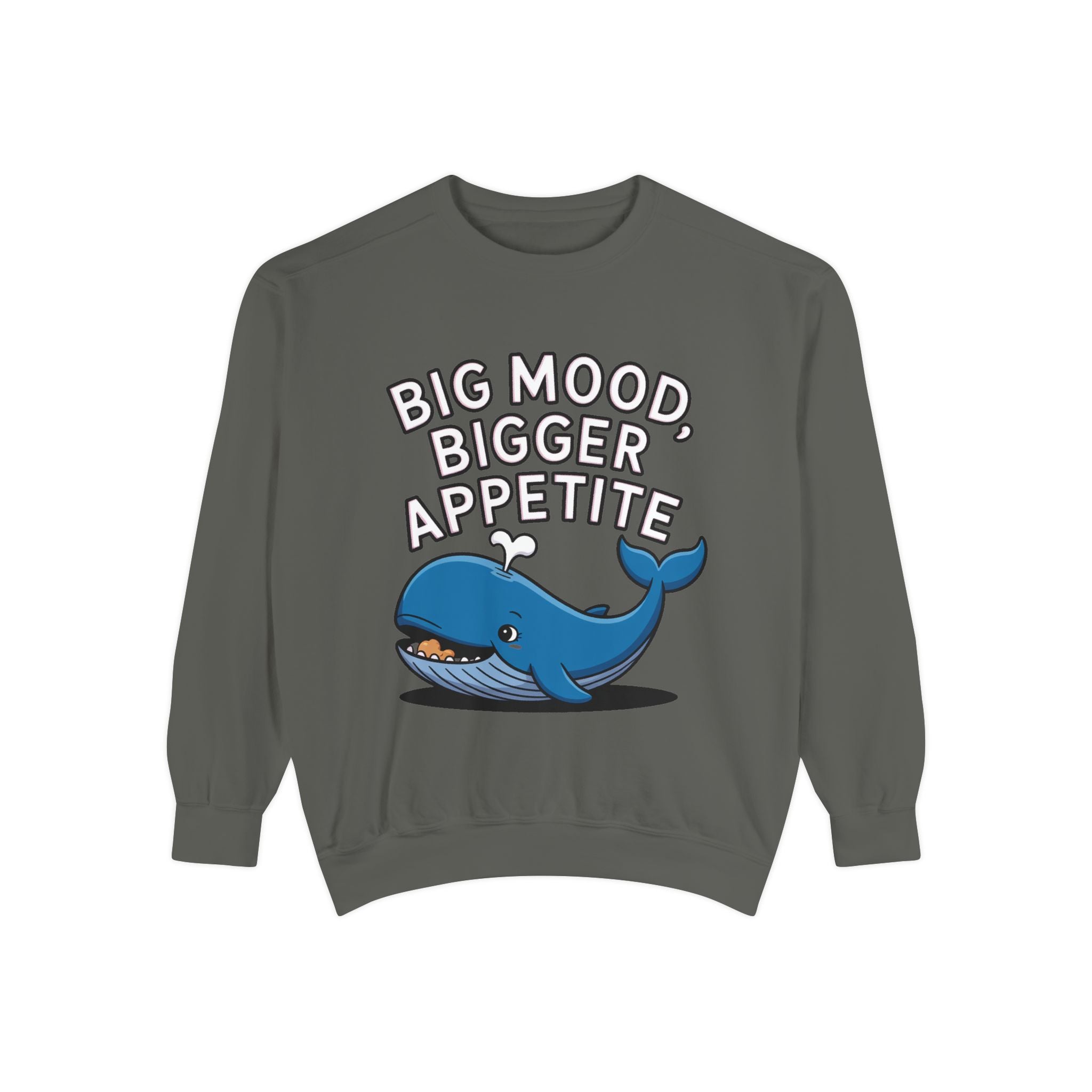 Big Mood Whale Sweatshirt, Funny Whale Snack Crewneck, Cute Cartoon Whale Lover Gift, Big Appetite Sweatshirt
