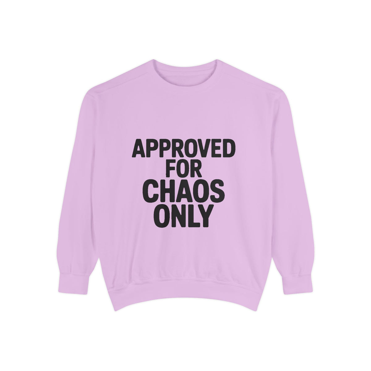 Approved For Chaos Only Sweatshirt, Funny Embroidered Crewneck, Bold Typography Sweatshirt, Sarcastic Gift for Him Her