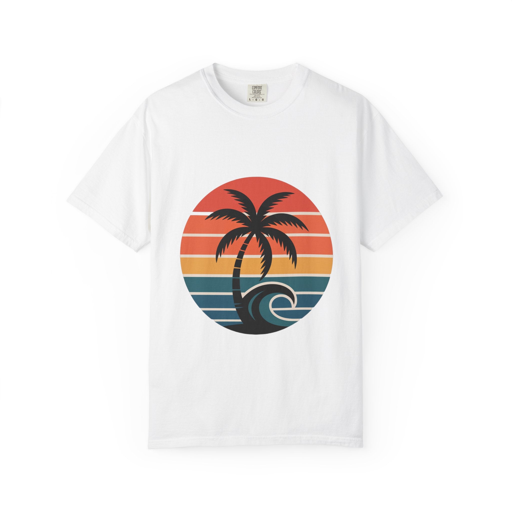 Salt Air Messy Hair Beach Shirt, Retro Sunset Badge T-Shirt, Vintage Palm Tree Wave Tee, Summer Vacation Gift