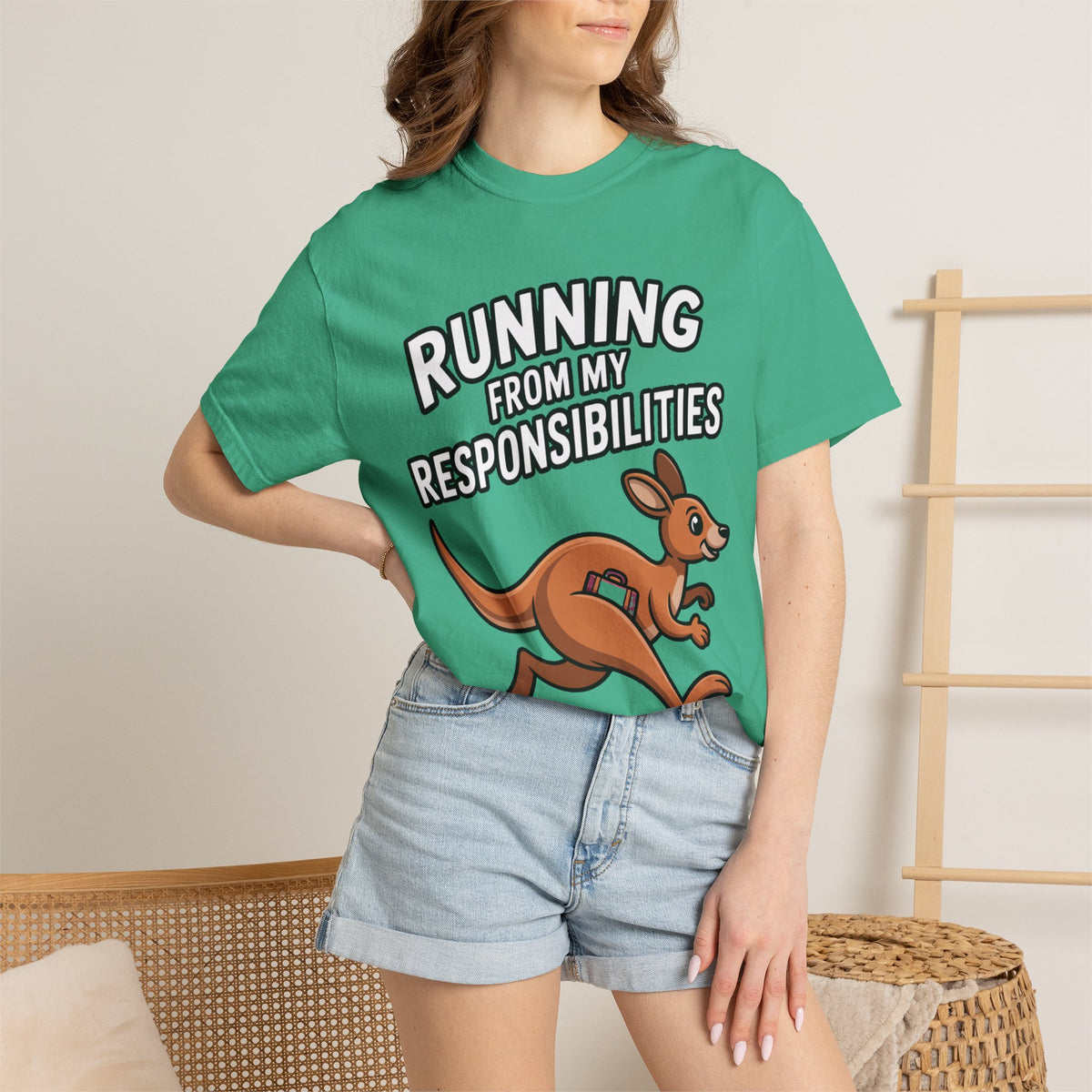 Funny Kangaroo Shirt, Running From My Responsibilities T-Shirt, Sarcastic Adulting Tee, Funny Gift for Procrastinators