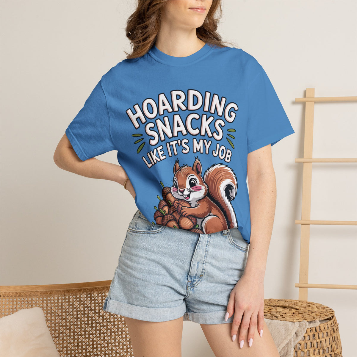 Funny Squirrel Shirt, Hoarding Snacks Like It's My Job T-Shirt, Cute Acorn Squirrel Gift, Snack Lover Tee