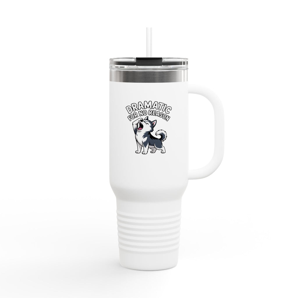 Dramatic Husky Travel Mug, Funny Dog Lover Tumbler, Cute Cartoon Husky 40oz Cup, Sarcastic Dog Mom Gift, Drama Queen Dog Tumbler