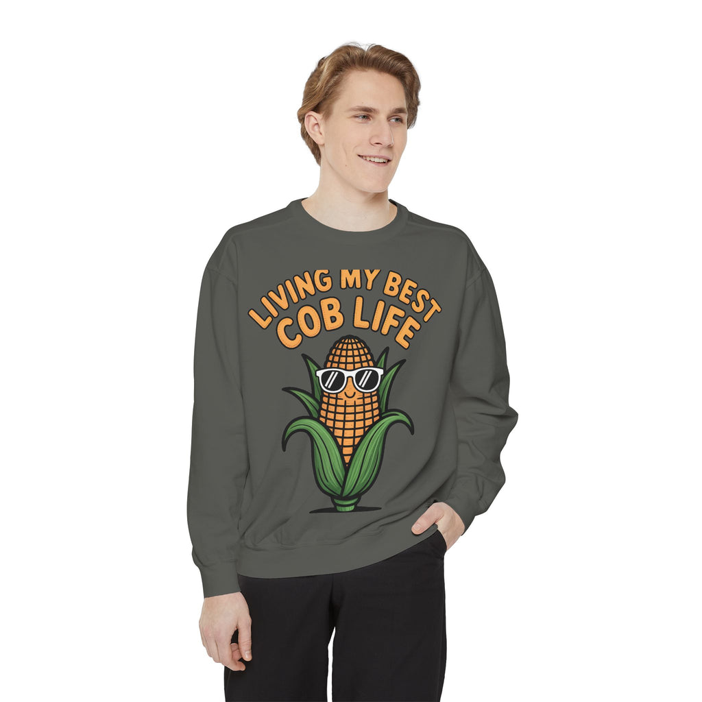 Best Cob Life Corn Sweatshirt, Funny Corn Sunglasses Crewneck, Cute Vegetable Pun Shirt, Garden Lover Gift, Embroidered Patch Style