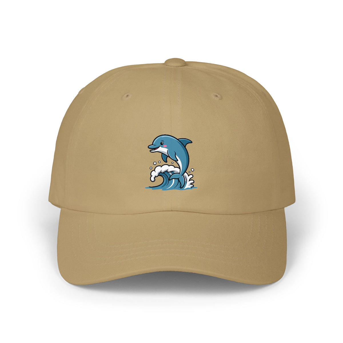 Dolphin Dad Hat, Cute Jumping Dolphin Cap, Ocean Wave Embroidered Hat, Beach Lover Gift, Unstructured 6-Panel Dad Cap