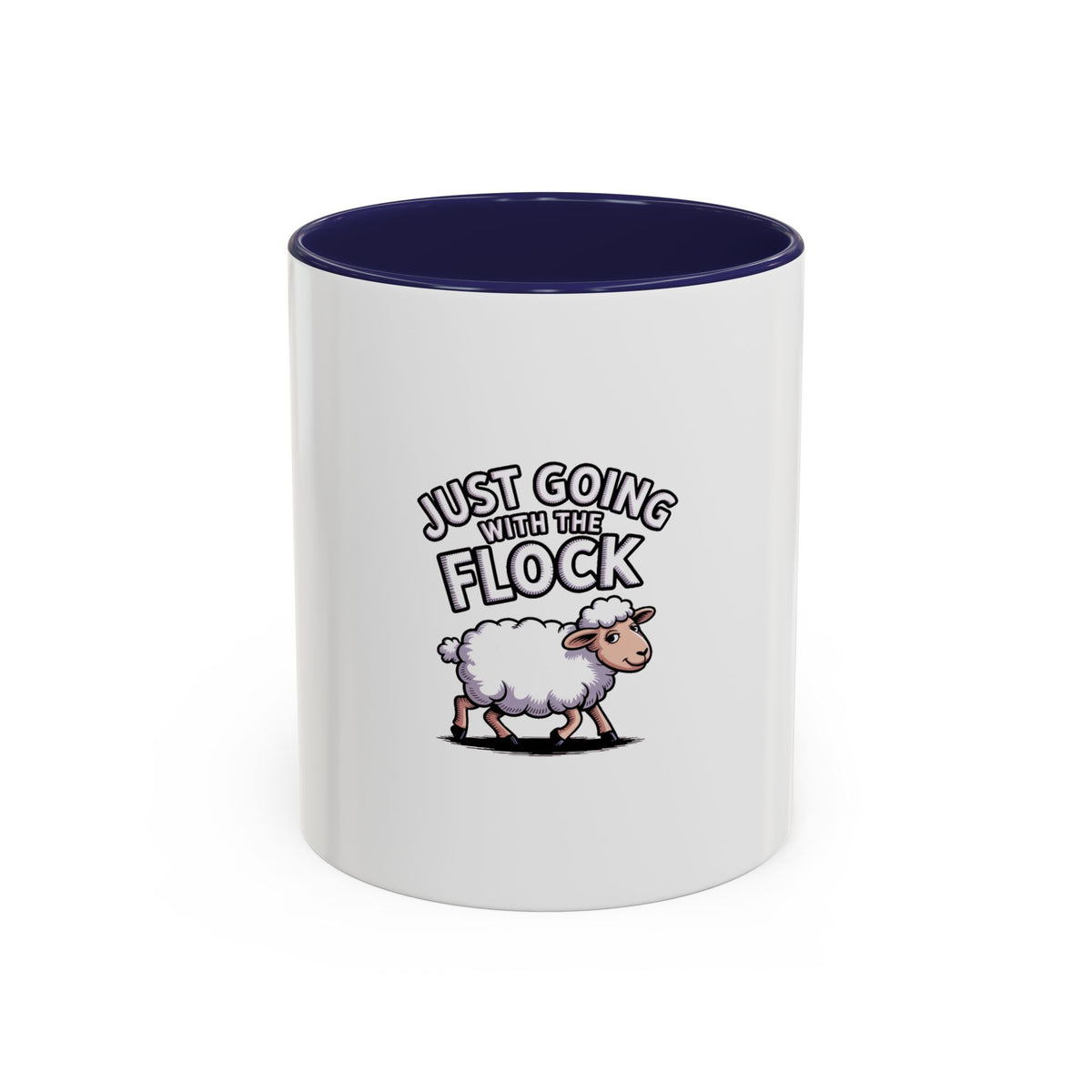 Funny Sheep Mug, Going With The Flock Coffee Mug, Cute Cartoon Sheep Gift, Sarcastic Farm Animal Mug, Funny Coworker Gift Cup
