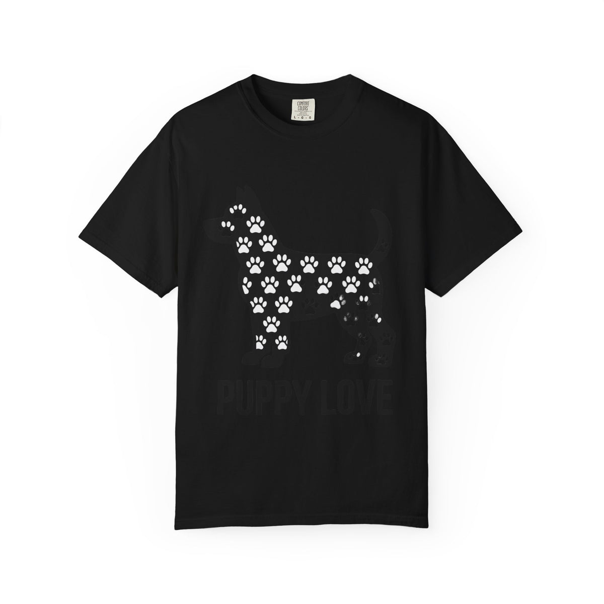 Puppy Love Dog Shirt, Cute Dog Silhouette T-Shirt, Paw Print Pattern Tee, Dog Lover Gift, Minimalist Dog Mom Shirt