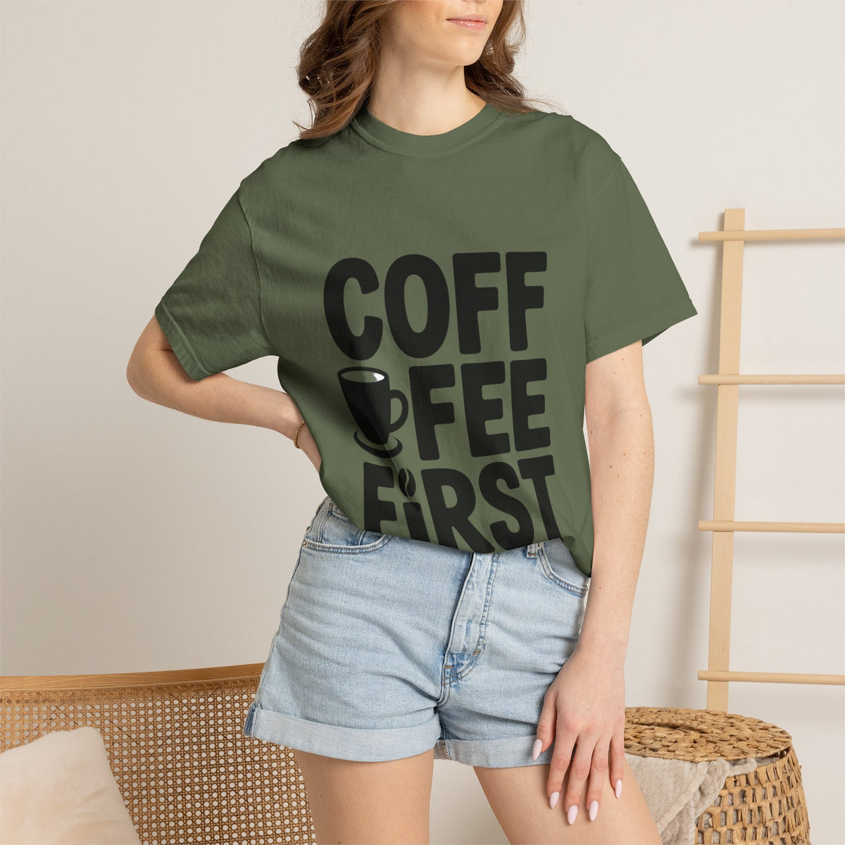Coffee First Typography T-Shirt