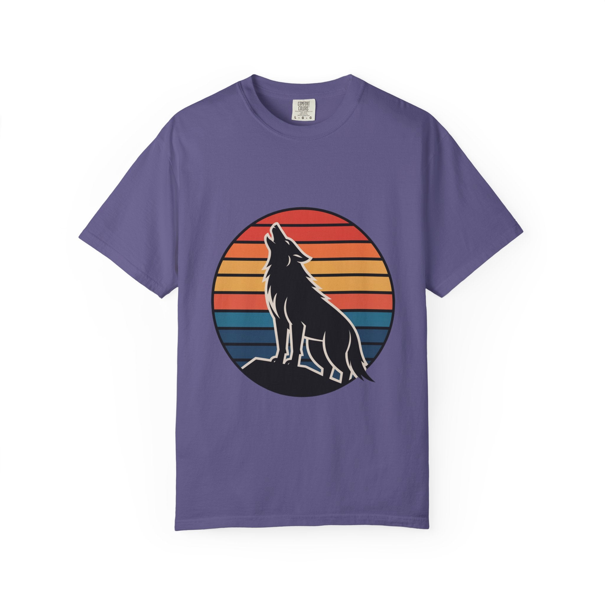Retro Sunset Wolf Badge T-Shirt
