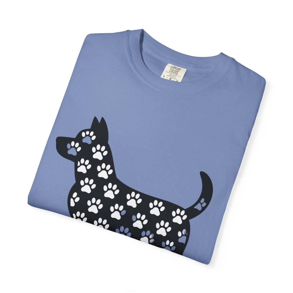 Puppy Love Dog Shirt, Cute Dog Silhouette T-Shirt, Paw Print Pattern Tee, Dog Lover Gift, Minimalist Dog Mom Shirt