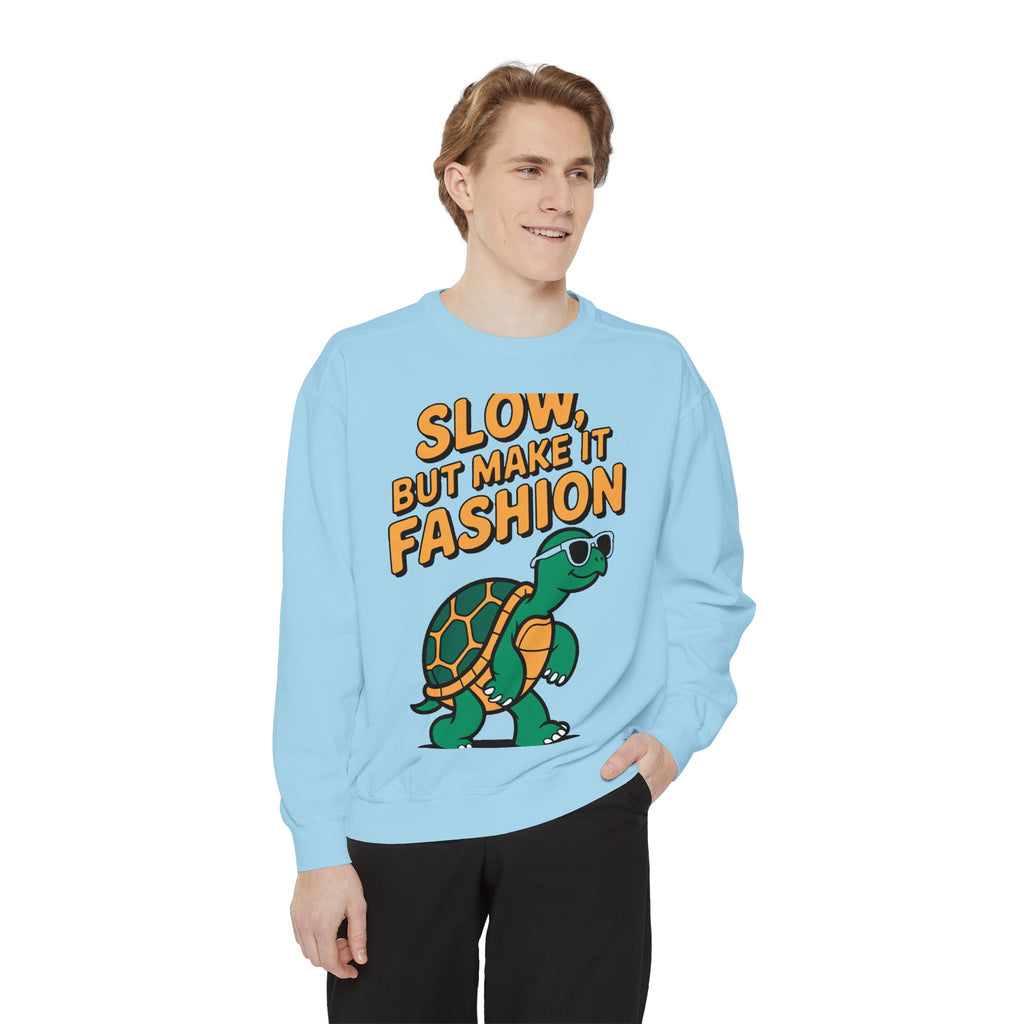 Funny Turtle Sweatshirt, Slow But Make It Fashion Crewneck, Cute Sunglasses Turtle Sweater, Retro Turtle Lover Gift