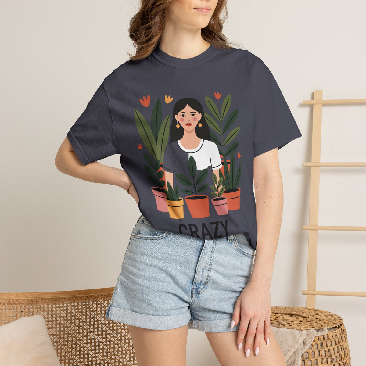 Crazy Plant Lady Shirt, Cute Plant Lover T-Shirt, Botanical Illustration Tee, Funny Gardener Gift, Plant Mom Shirt for Women