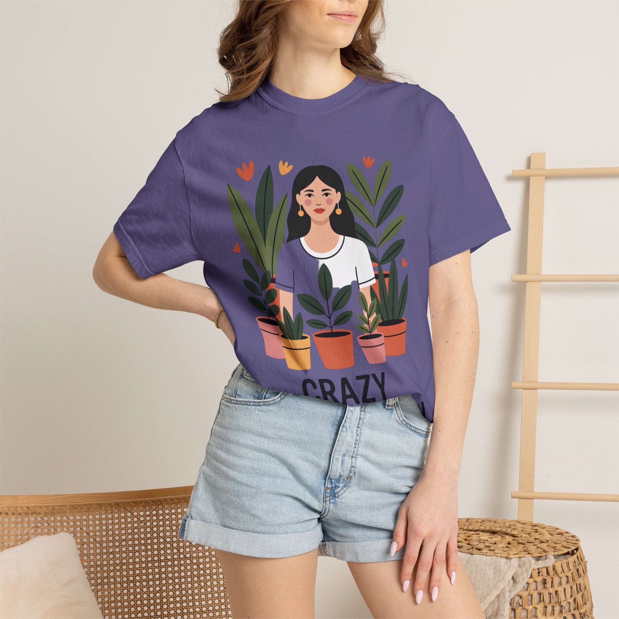 Crazy Plant Lady Shirt, Cute Plant Lover T-Shirt, Botanical Illustration Tee, Funny Gardener Gift, Plant Mom Shirt for Women