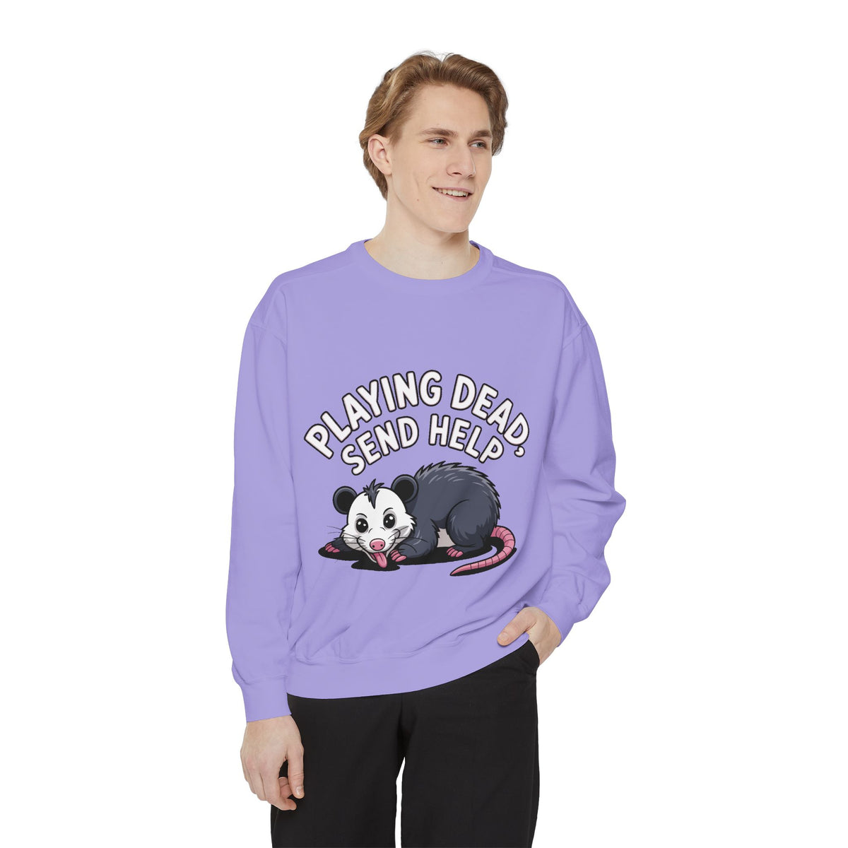 Funny Opossum Sweatshirt, Playing Dead Send Help Crewneck, Cute Possum Lover Gift, Funny Animal Sweatshirt for Introverts