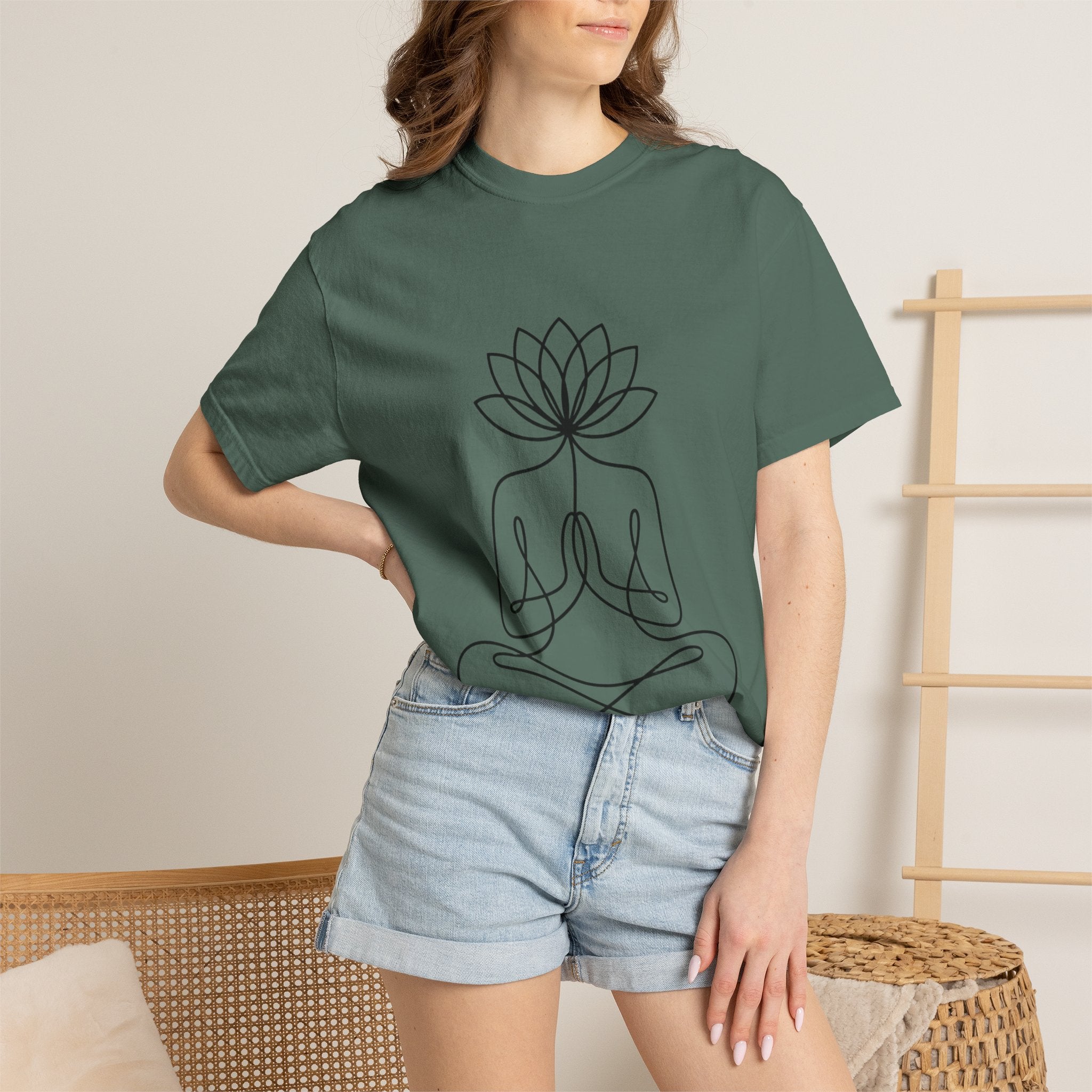 Lotus Flower Line Art Shirt, Minimalist Yoga T-Shirt, Breathe Meditation Tee, Continuous Line Lotus Tattoo Style Gift