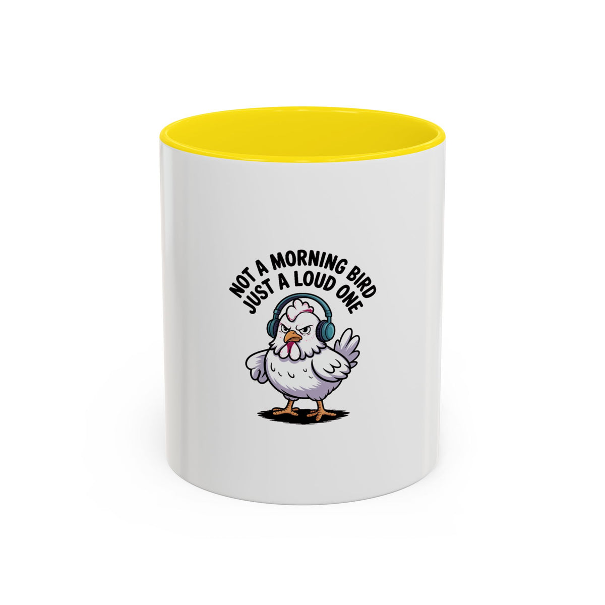 Not A Morning Bird Mug, Funny Chicken Coffee Mug, Grumpy Chicken Headphones Cup, Sarcastic Coffee Lover Gift, Loud Bird Mug