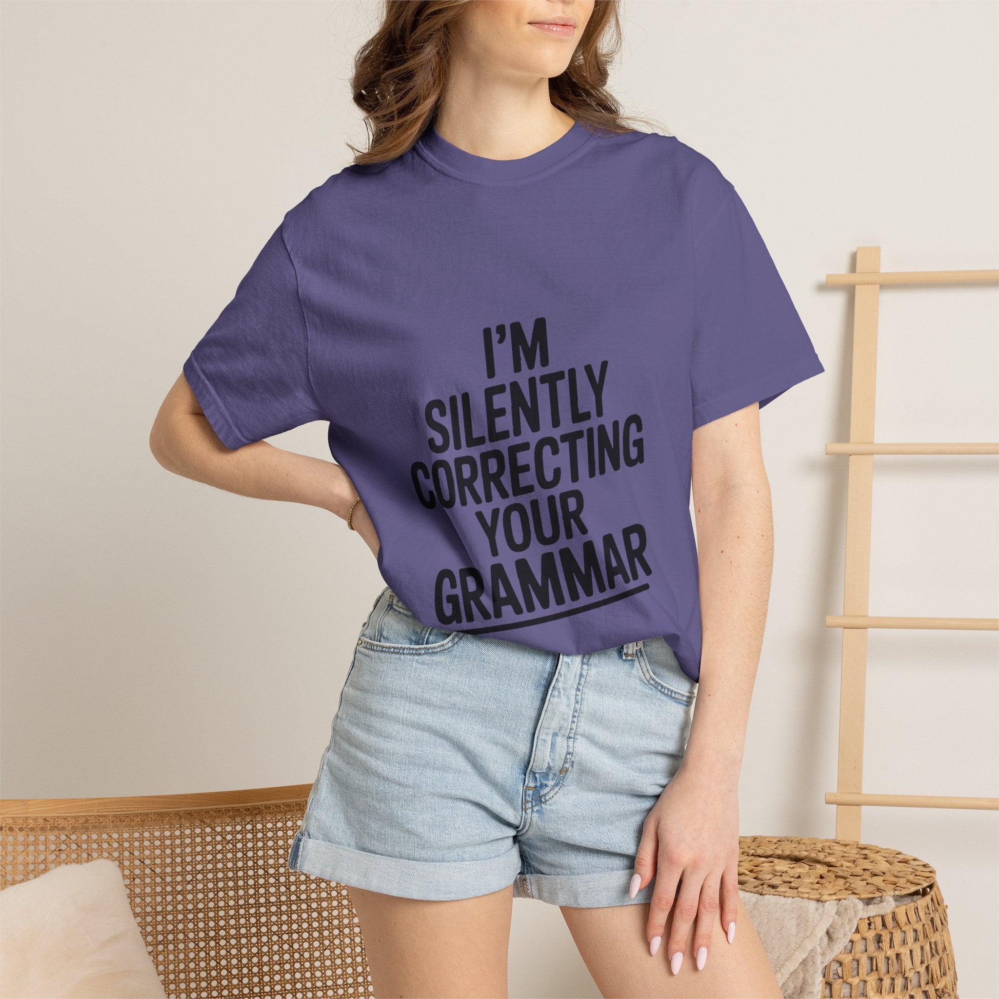 Silently Correcting Your Grammar Shirt, Funny Grammar Nerd T-Shirt, Sarcastic Teacher Gift, Bold Typography Tee for Editors