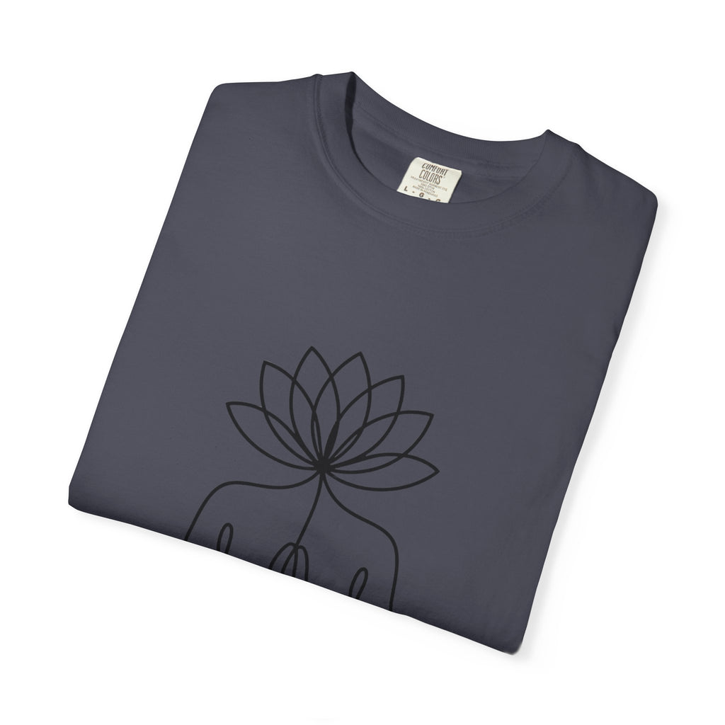 Lotus Flower Line Art Shirt, Minimalist Yoga T-Shirt, Breathe Meditation Tee, Continuous Line Lotus Tattoo Style Gift