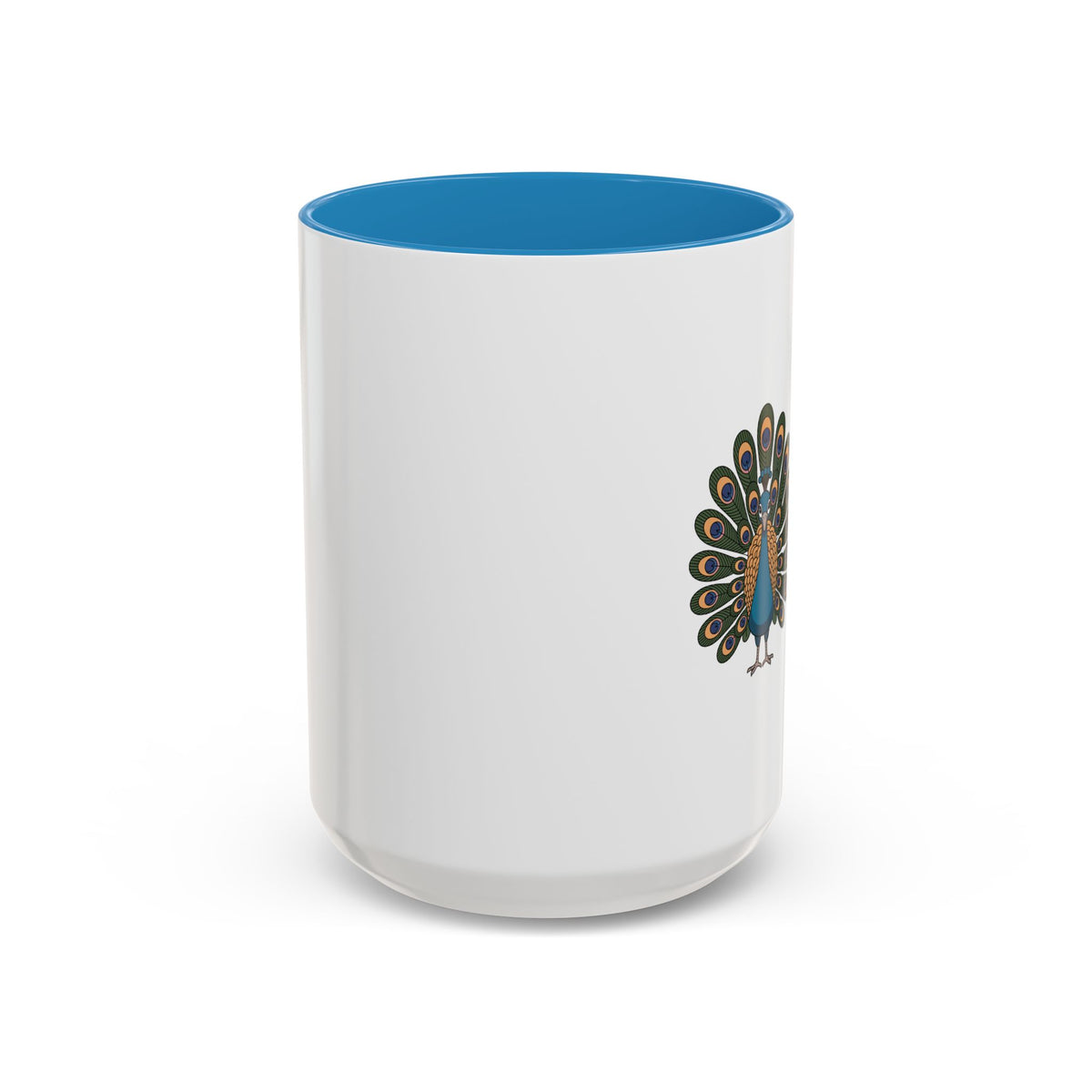 Cute Peacock Mug, Fanned Feather Peacock Coffee Cup, Bird Lover Gift, Cartoon Peacock Ceramic Mug, Colorful Feather Pattern Mug