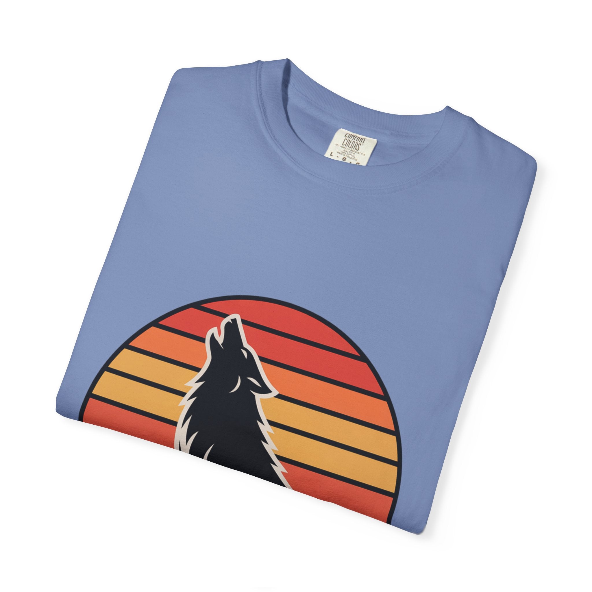 Retro Sunset Wolf Badge T-Shirt