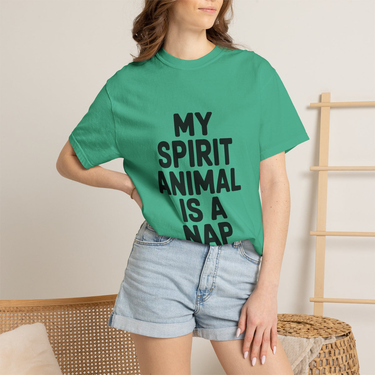 My Spirit Animal Is A Nap T-Shirt, Funny Nap Lover Shirt, Lazy Day Sarcastic Tee, Nap Queen King Gift, Garment Dyed Unisex Tee