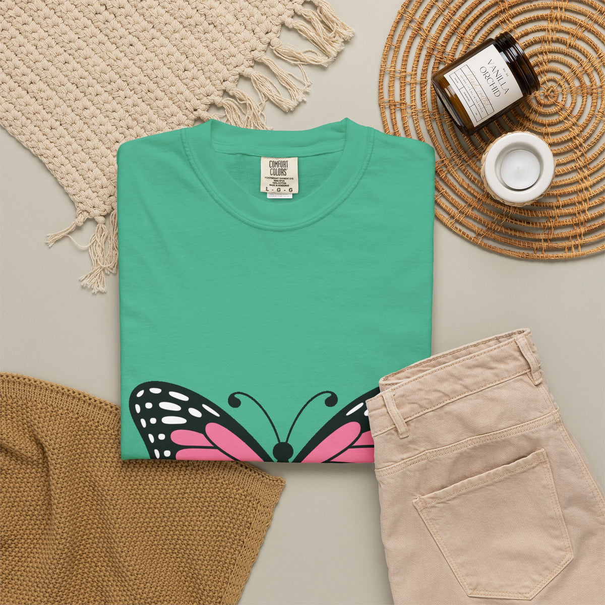 Butterfly T-Shirt, Cute Detailed Butterfly Graphic Tee, Nature Lover Gift, Embroidery-Style Butterfly Shirt, Garment-Dyed Unisex Tee