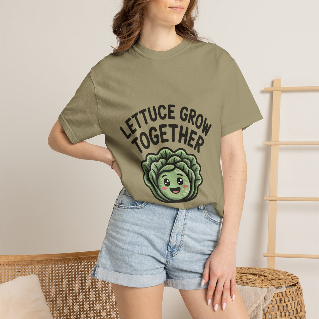 Lettuce Grow Together Shirt, Funny Vegetable Pun T-Shirt, Cute Cartoon Lettuce Tee, Gardener Gift, Plant Lover Shirt