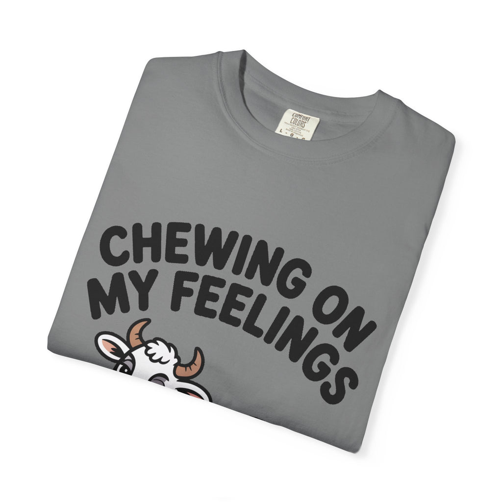 Chewing On My Feelings Cow Shirt, Funny Cow T-Shirt, Cute Cartoon Cow Tee, Sarcastic Farm Animal Gift, Mental Health Humor Shirt
