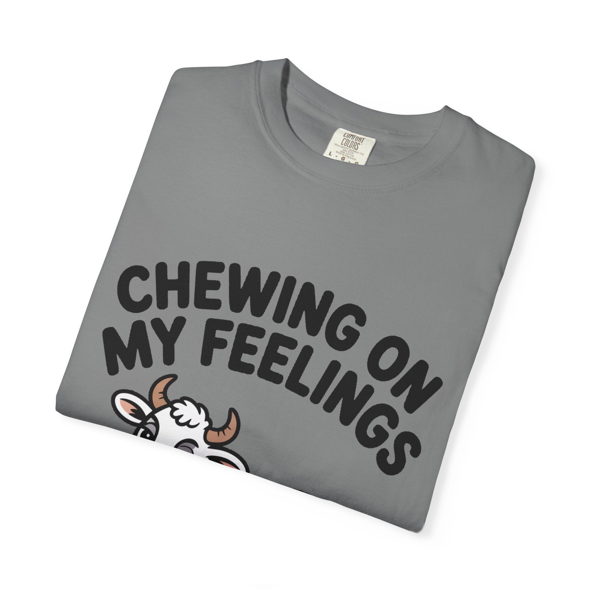 Chewing On My Feelings Cow Shirt, Funny Cow T-Shirt, Cute Cartoon Cow Tee, Sarcastic Farm Animal Gift, Mental Health Humor Shirt