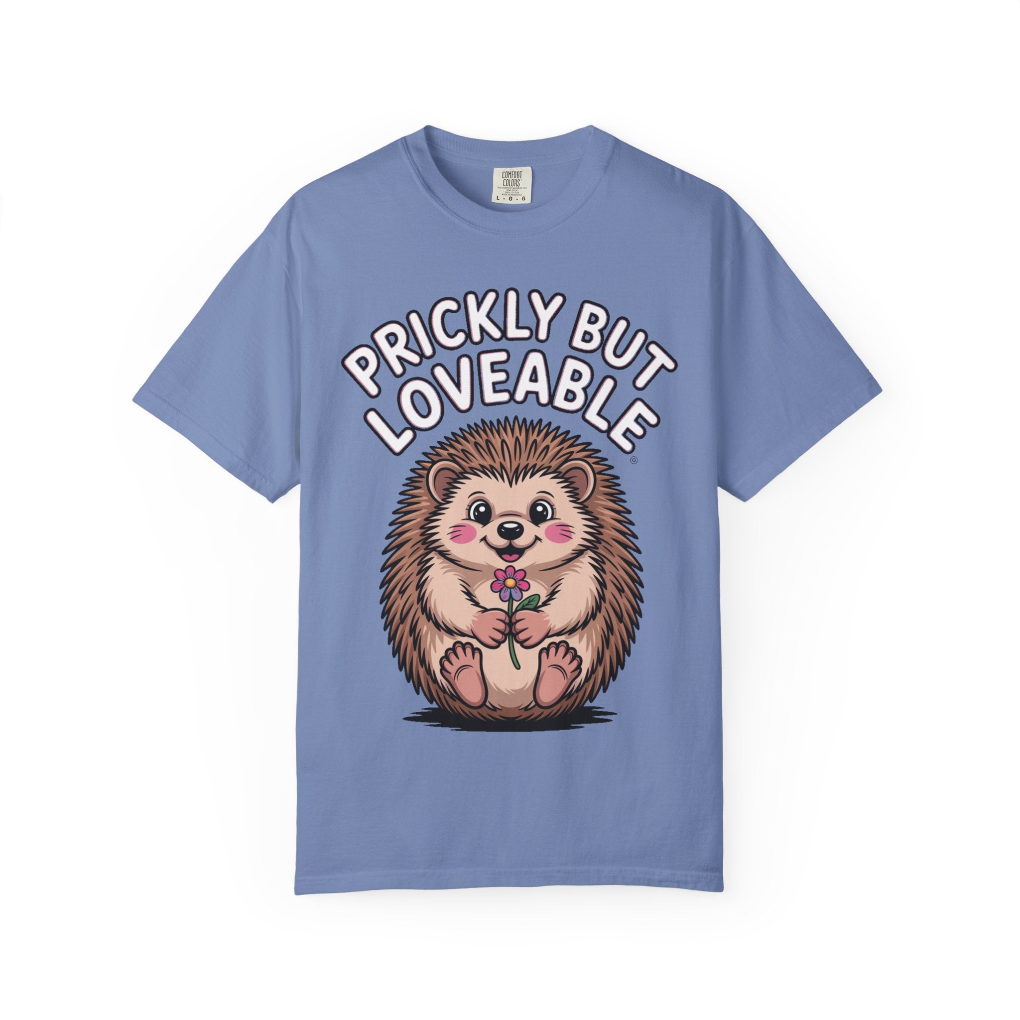 Prickly But Loveable Hedgehog Shirt, Cute Cartoon Hedgehog T-Shirt, Funny Animal Lover Gift, Flower Hedgehog Tee