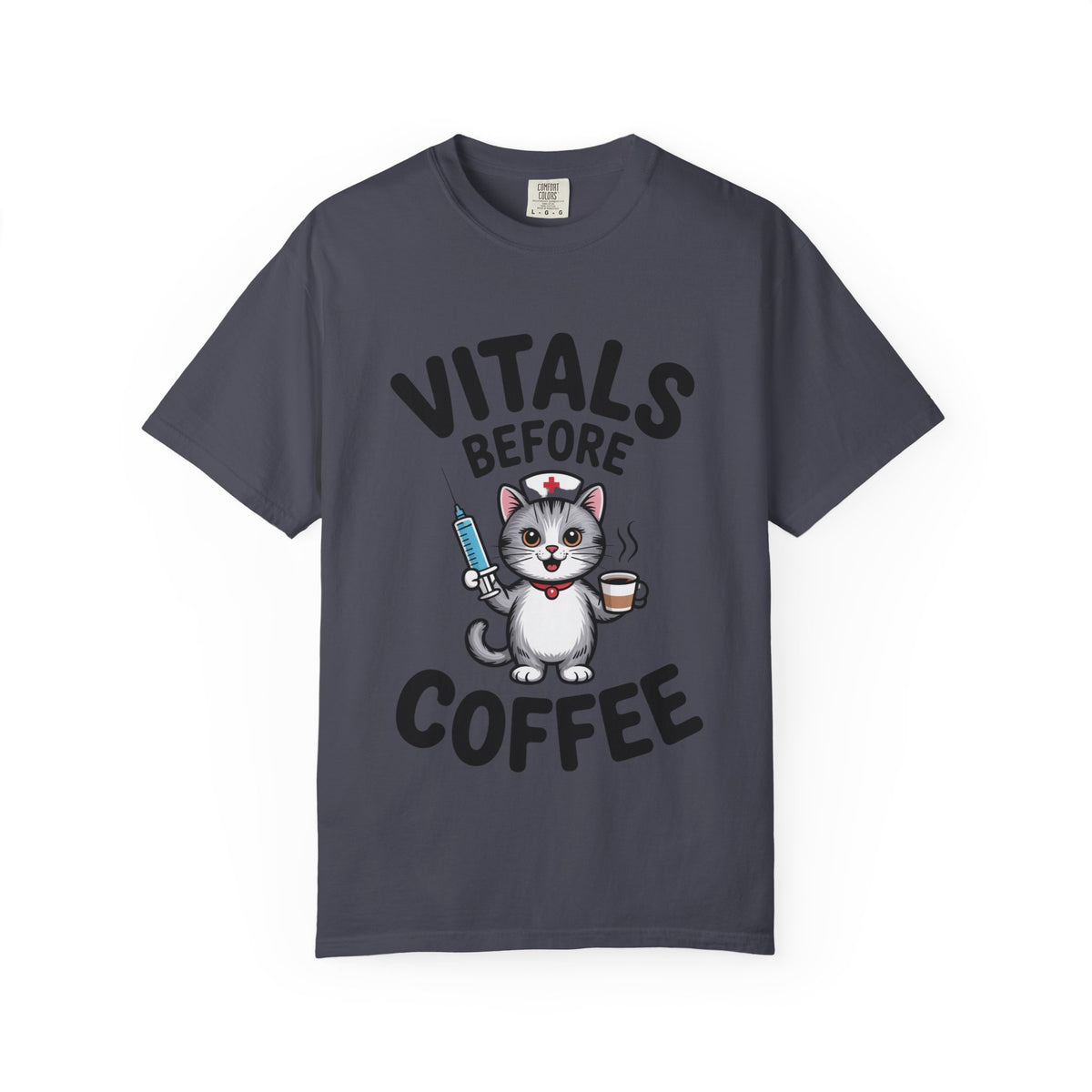 Vitals Before Coffee Nurse Shirt, Funny Nurse Cat T-Shirt, Cute Nurse Gift, Nursing Student Shirt, RN Coffee Lover Tee