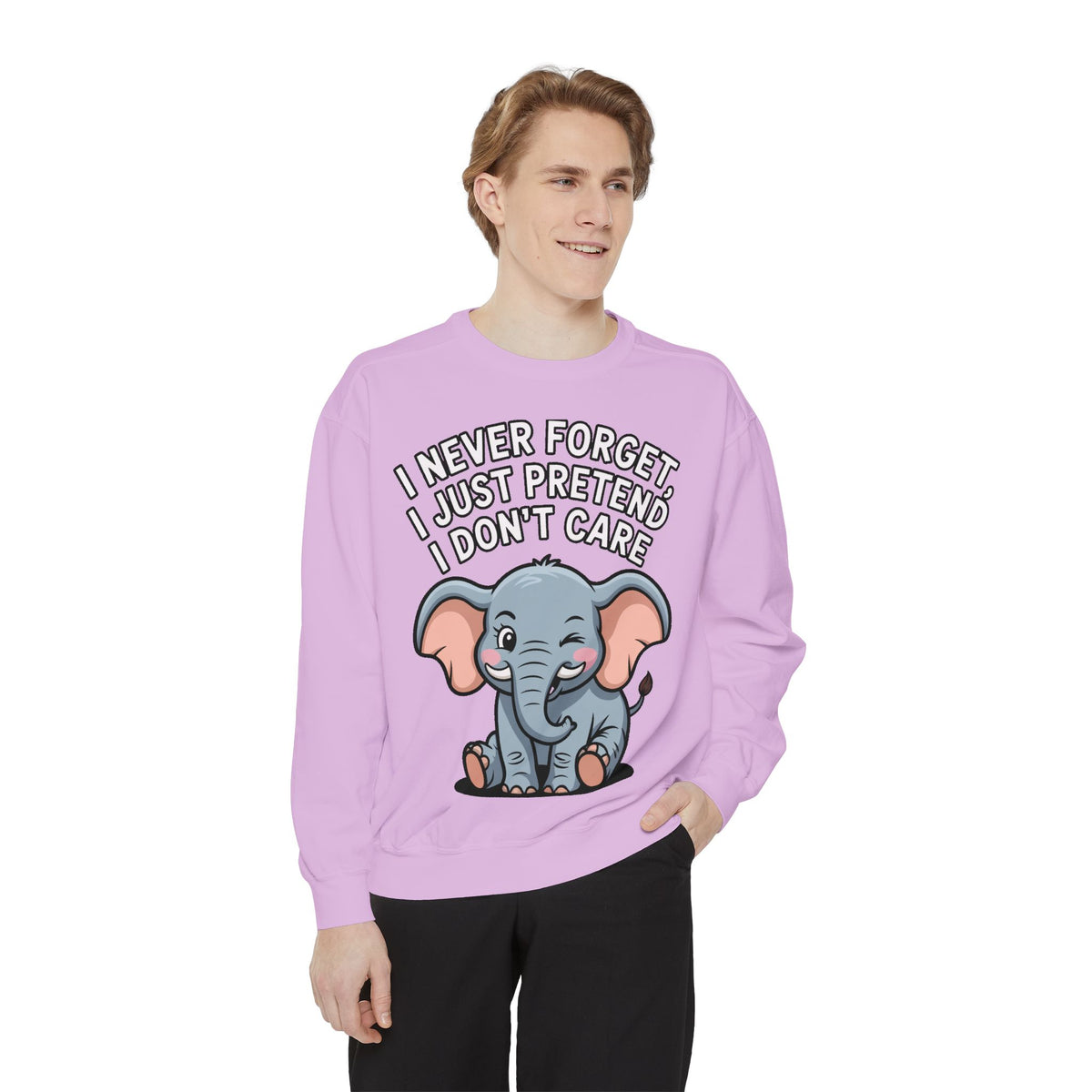 Funny Elephant Sweatshirt, I Never Forget Crewneck, Sarcastic Elephant Pullover, Funny Animal Lover Gift, Embroidered Patch Style