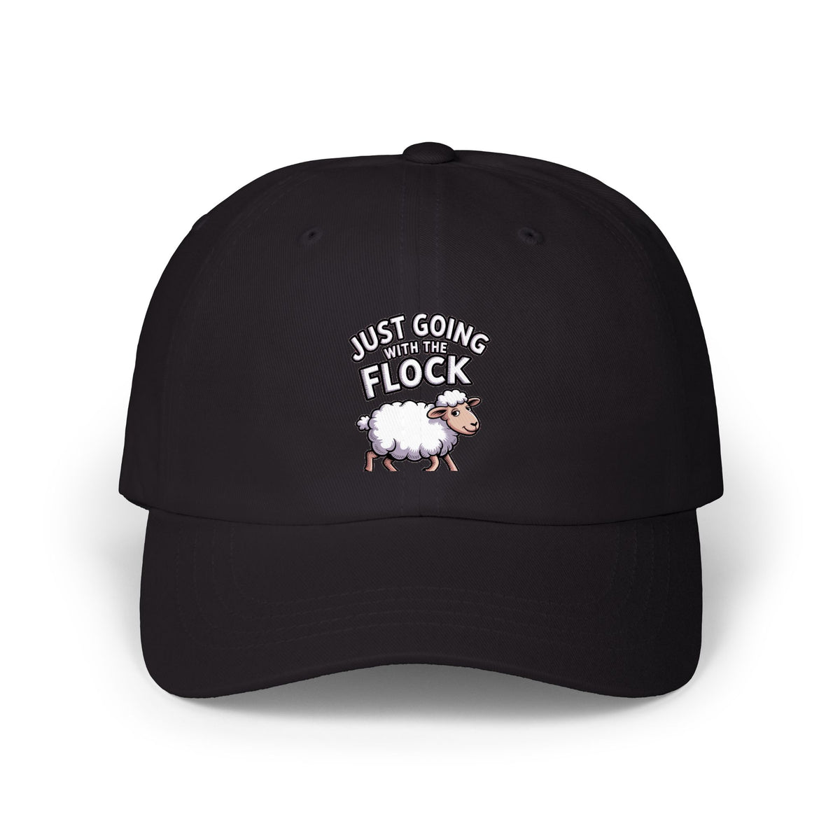 Funny Sheep Dad Hat, Just Going With The Flock Cap, Cute Cartoon Sheep Embroidered Hat, Funny Farm Animal Gift, Unstructured Baseball Cap