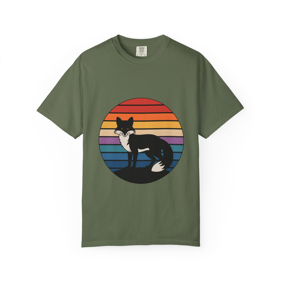 Retro Sunset Fox Badge T-Shirt