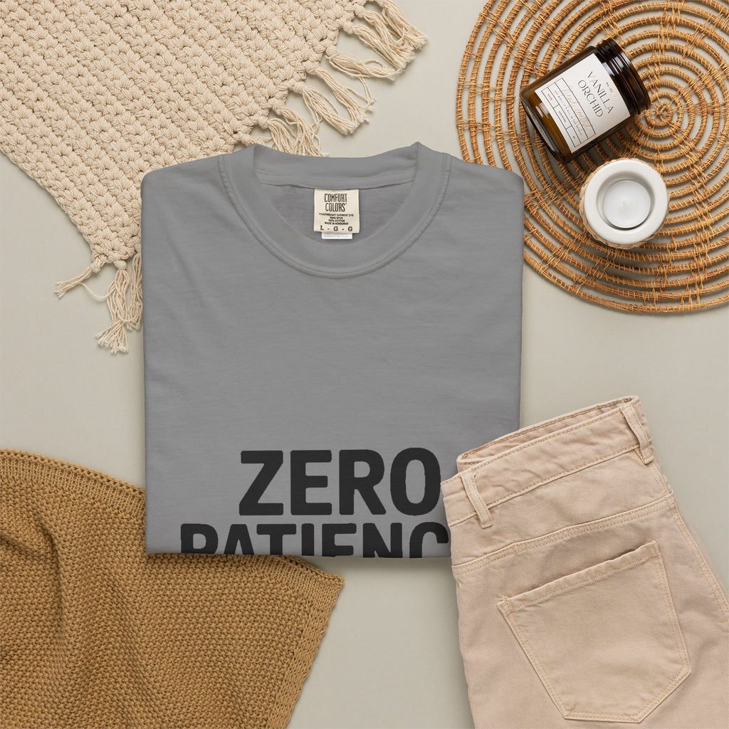 Zero Patience Infinite Sarcasm Shirt, Funny Sarcastic T-Shirt, Bold Typography Tee, Sarcasm Gift for Men Women, Snarky Quote Shirt