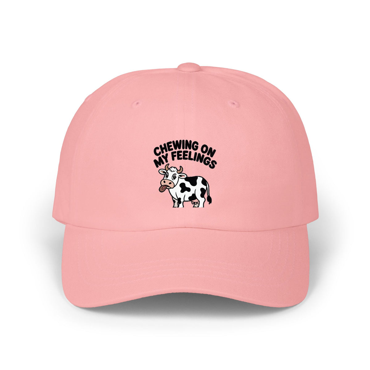 Chewing On My Feelings Dad Hat, Funny Cow Embroidered Cap, Cute Cow Lover Gift, Sarcastic Mental Health Hat, Unstructured Dad Cap
