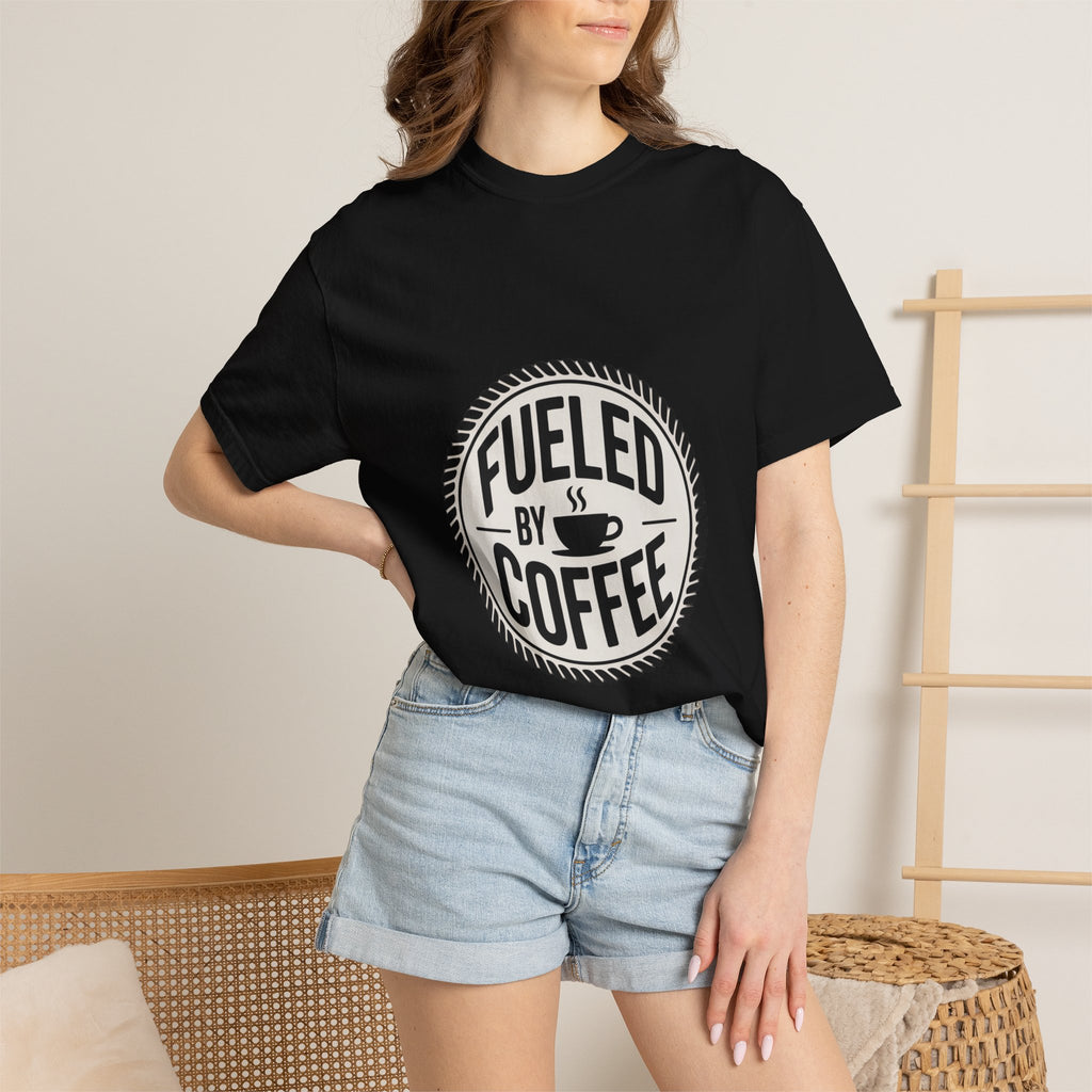 Fueled By Coffee Badge Shirt, Vintage Coffee Lover T-Shirt, Retro Coffee Stamp Logo Tee, Funny Coffee Addict Gift