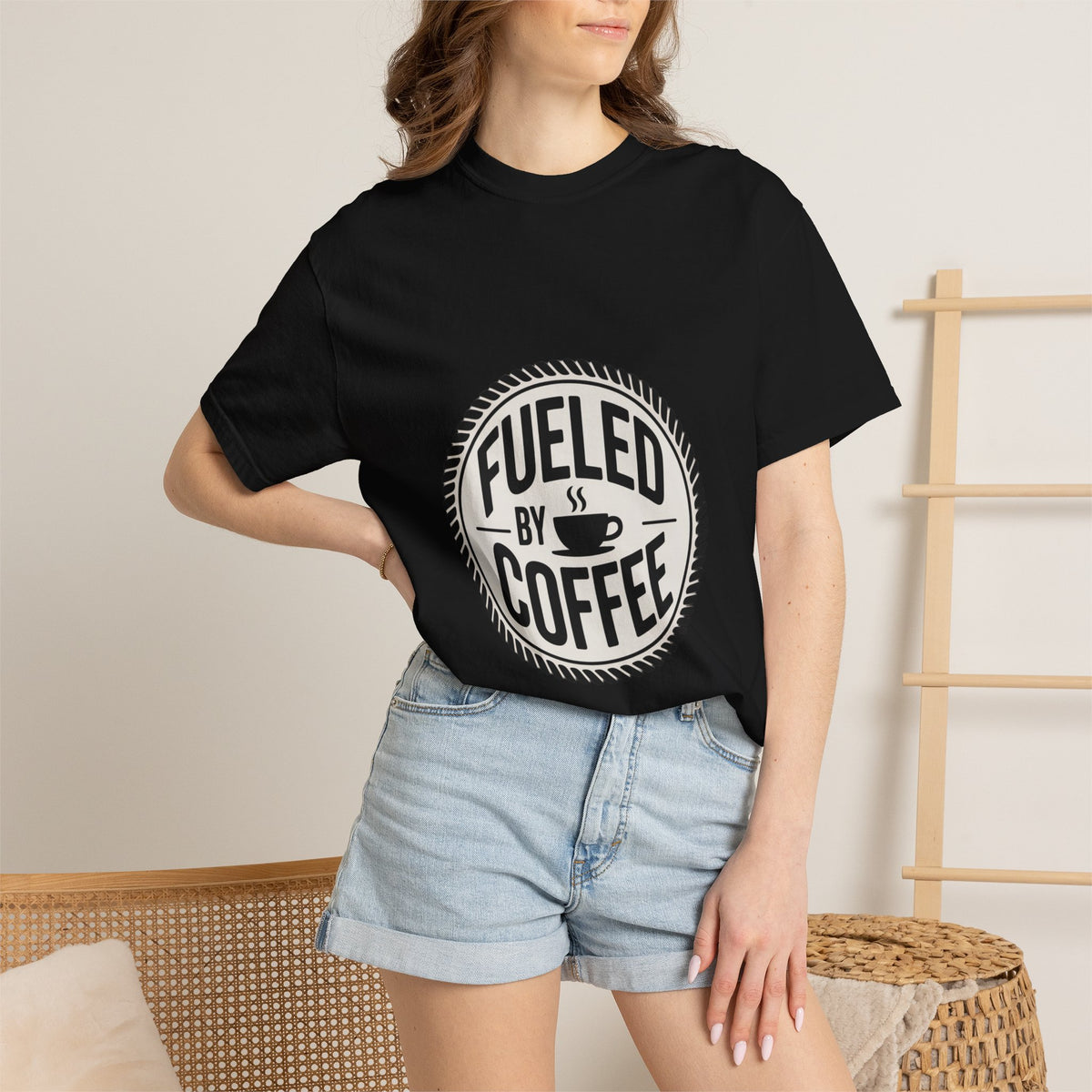 Fueled By Coffee Badge Shirt, Vintage Coffee Lover T-Shirt, Retro Coffee Stamp Logo Tee, Funny Coffee Addict Gift