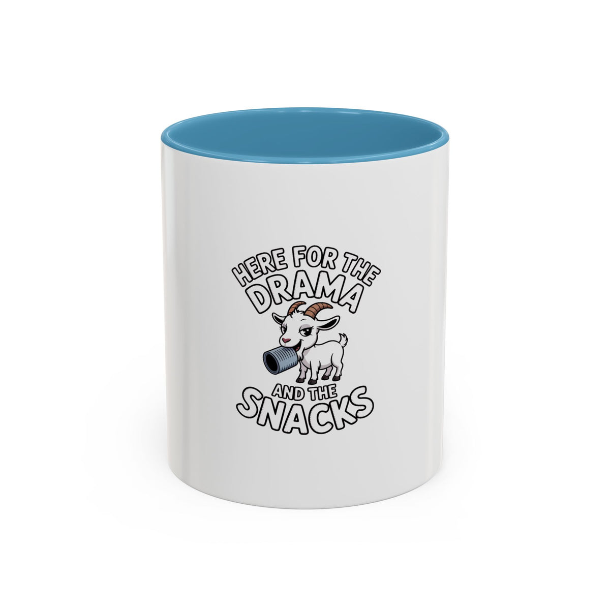 Funny Goat Mug, Here For The Drama And The Snacks Coffee Mug, Cute Goat Lover Gift, Sarcastic Farm Animal Mug, Funny Coffee Cup