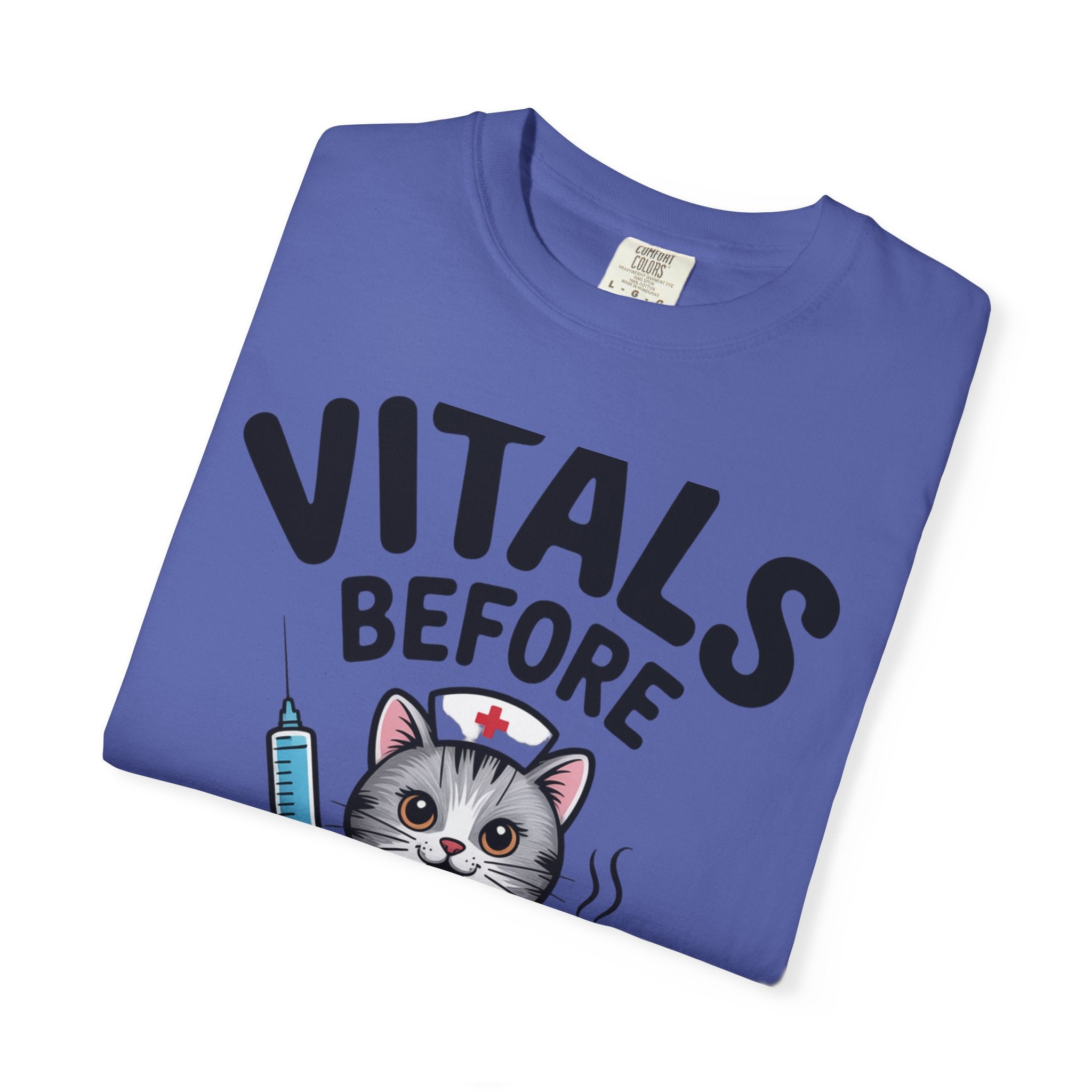 Vitals Before Coffee Nurse Shirt, Funny Nurse Cat T-Shirt, Cute Nurse Gift, Nursing Student Shirt, RN Coffee Lover Tee