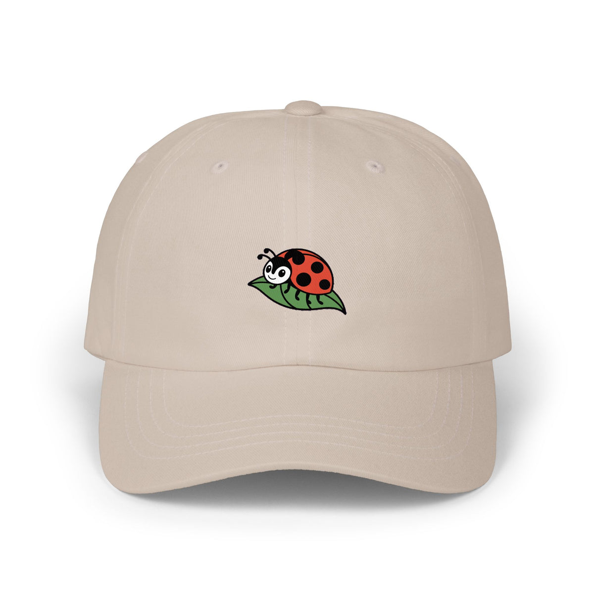 Ladybug Dad Hat, Cute Embroidered Ladybug On Leaf Cap, Nature Lover Gift, Garden Insect Hat, Unstructured Baseball Cap For Women