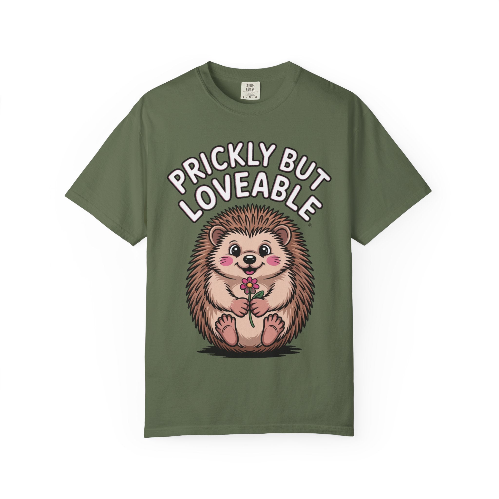 Prickly But Loveable Hedgehog Shirt, Cute Cartoon Hedgehog T-Shirt, Funny Animal Lover Gift, Flower Hedgehog Tee