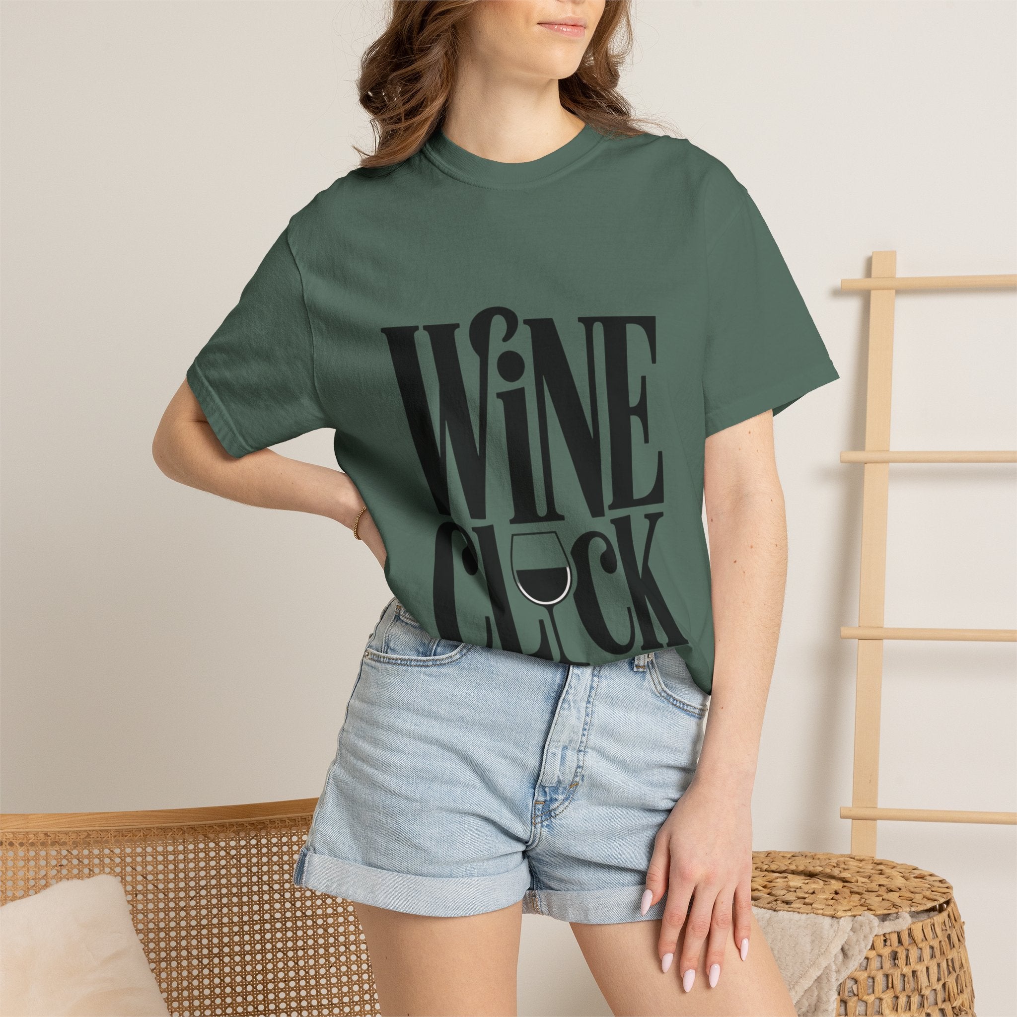 Wine O'Clock Shirt, Funny Wine Lover T-Shirt, Bold Typography Wine Glass Tee, Cute Gift for Wine Drinker