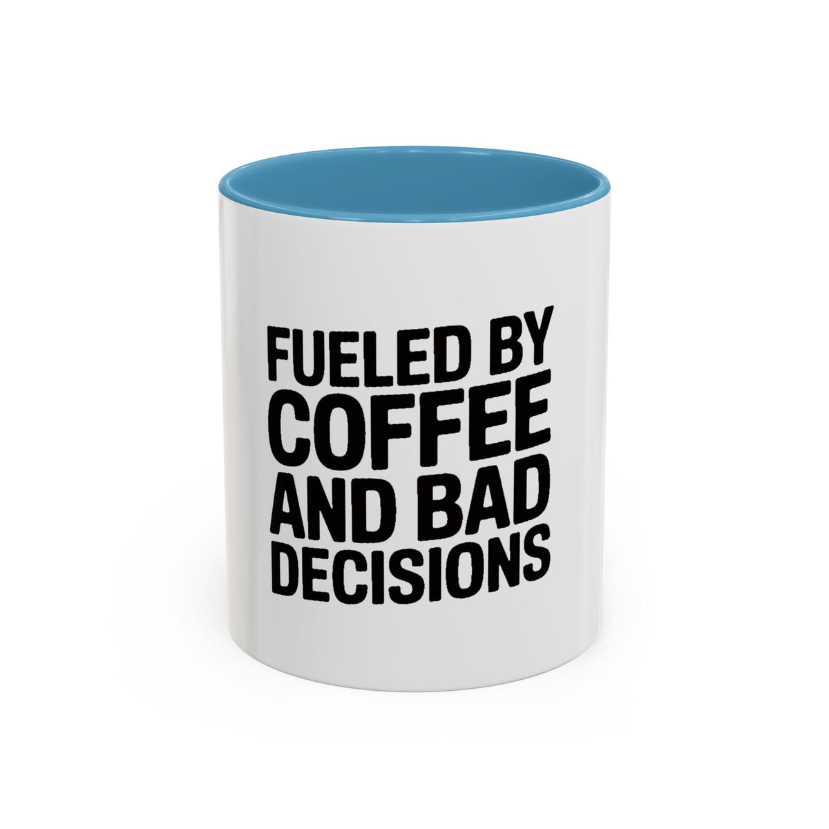 Fueled By Coffee And Bad Decisions Mug, Funny Sarcastic Coffee Cup, Bold Typography Mug, Coworker Gift, Sarcastic Coffee Lover Gift