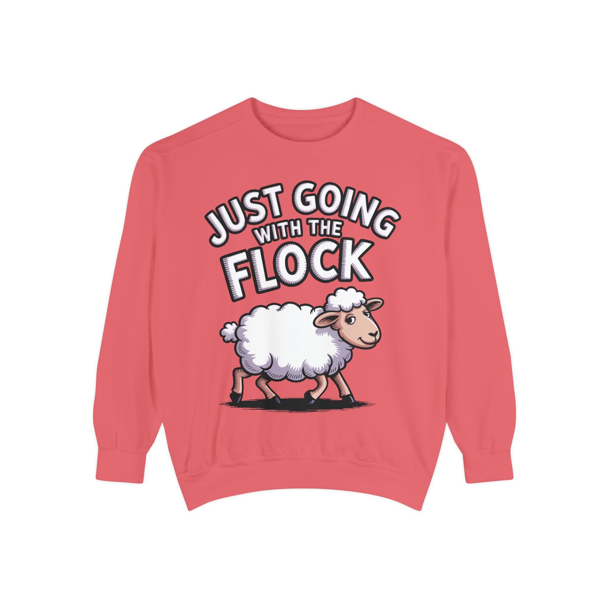 Funny Sheep Sweatshirt, Going With The Flock Crewneck, Cute Cartoon Sheep Embroidered Sweatshirt, Sarcastic Gift for Introvert