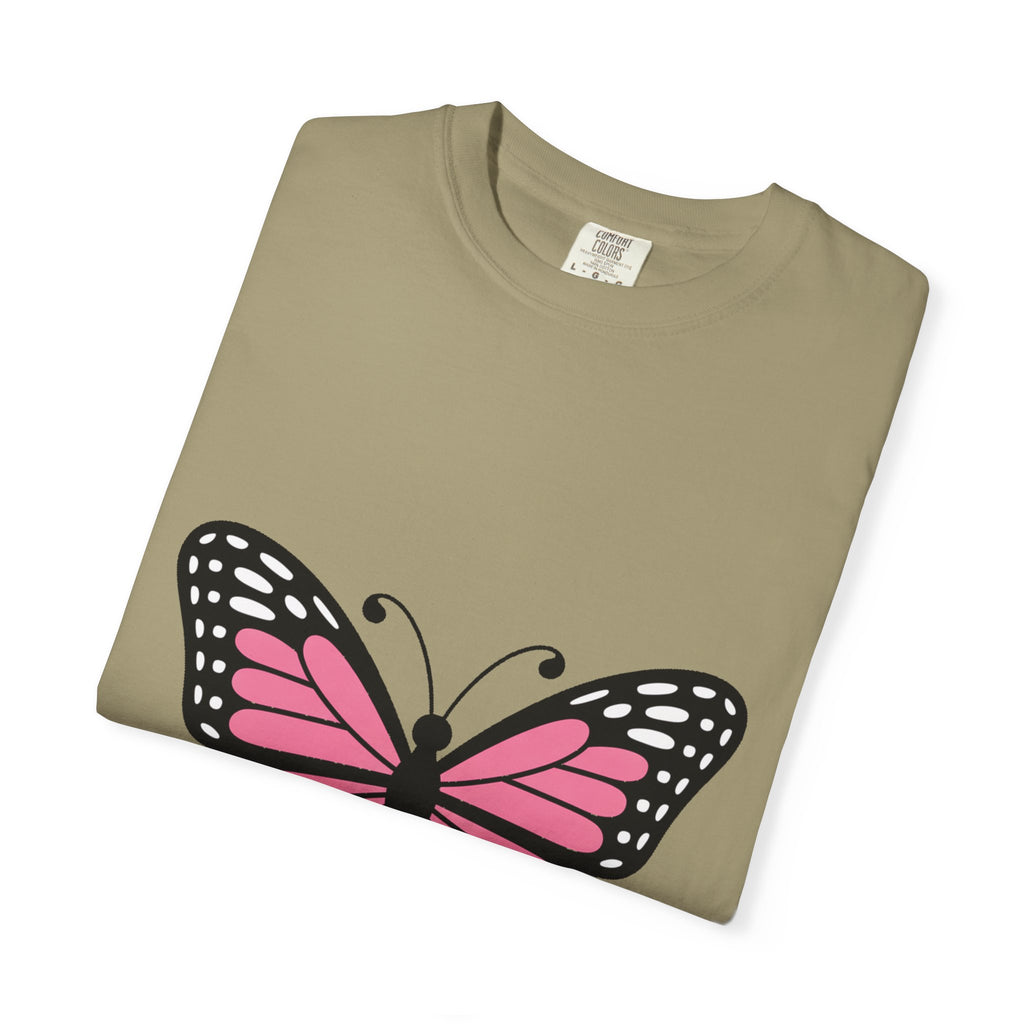 Butterfly T-Shirt, Cute Detailed Butterfly Graphic Tee, Nature Lover Gift, Embroidery-Style Butterfly Shirt, Garment-Dyed Unisex Tee
